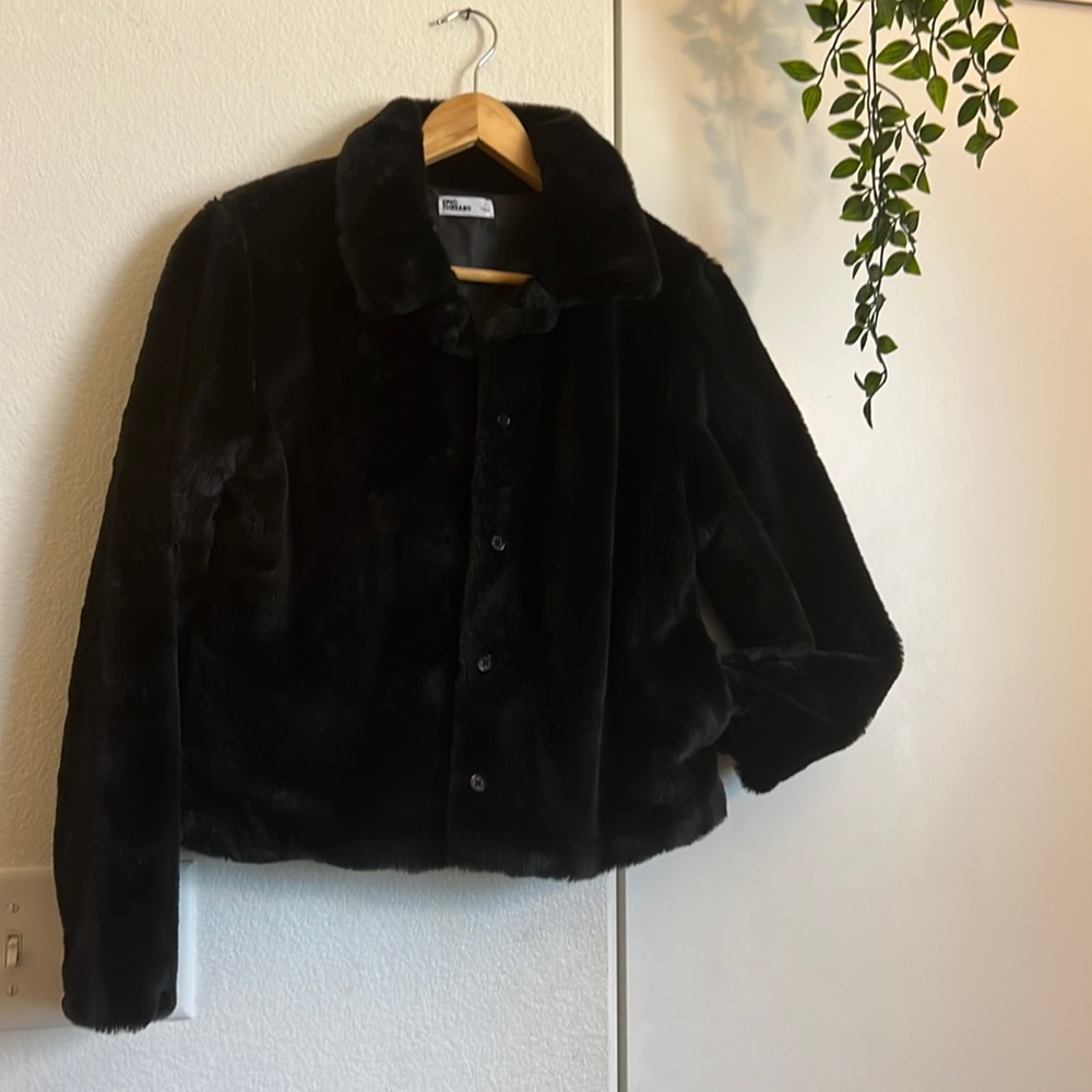 Black Fur Jacket For Girls XL